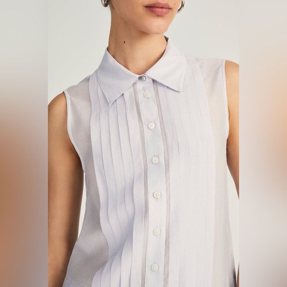 DEREK LAM - JANET SLEEVELESS TUXEDO SHIRT NWT - Picture 5 of 9